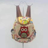 Owl Embroidered Canvas Backpack for Women
