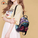 Mini Sequin Backpack Bowknot Women Girls Zipper Handbag Travel