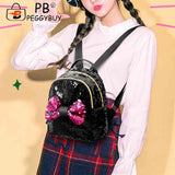 Mini Sequin Backpack Bowknot Women Girls Zipper Handbag Travel