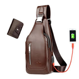 Men's Crossbody Phone Bag Chest Sling Bag with Headphone Jack
