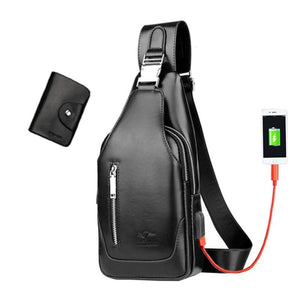 Men's Crossbody Phone Bag Chest Sling Bag with Headphone Jack