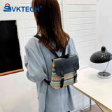 Colorful Straw Backpack for Women PU Leather Splicing School Bag Travel Beach