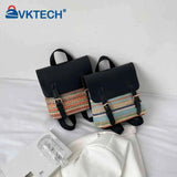 Colorful Straw Backpack for Women PU Leather Splicing School Bag Travel Beach