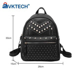Women Backpacks Washed PU Leather Travel Rivet Backpacks Lady
