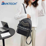 Women Backpacks Washed PU Leather Travel Rivet Backpacks Lady