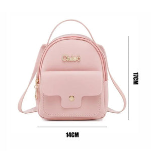 Women Mini Backpack Shoulder Bags Solid PU Leather