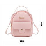 Women Mini Backpack Shoulder Bags Solid PU Leather