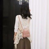 Women Mini Backpack Shoulder Bags Solid PU Leather