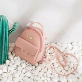 Women Mini Backpack Shoulder Bags Solid PU Leather