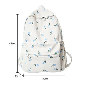Waterproof Nylon Women Backpack Floral Prints School Bags Large Capacity