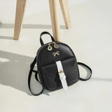 Women's Mini Backpack PU Leather Multifunction Bow School Bagpack