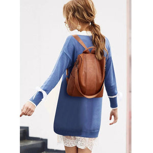 Retro Small PU Leather Backpack for Teenage Girls