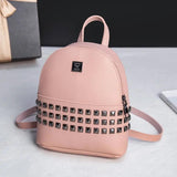 Small Rivet Backpack PU Leather Women's Bag Multi-Function Rucksack