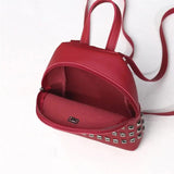 Small Rivet Backpack PU Leather Women's Bag Multi-Function Rucksack