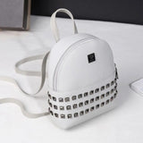 Small Rivet Backpack PU Leather Women's Bag Multi-Function Rucksack