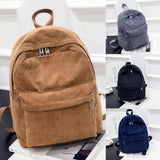 Corduroy Backpack Women School Travel Shoulder Bags