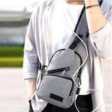Men Shoulder Bag USB Charge Anti Theft Waterproof Travel Crossbody Bag