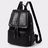 Minimalist Female Backpack Pu Leather Youth Women Casual Rucksack