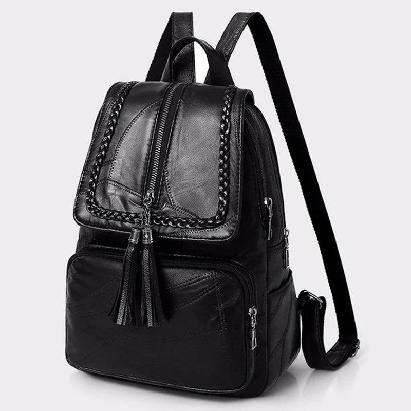 Minimalist Female Backpack Pu Leather Youth Women Casual Rucksack
