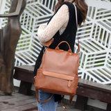 Women's PU Leather Business Backpack Waterproof Large Capacity Daypack
