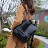 Women's PU Leather Business Backpack Waterproof Large Capacity Daypack