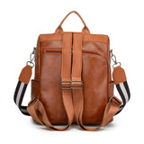 Women's PU Leather Business Backpack Waterproof Large Capacity Daypack