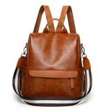 Women's PU Leather Business Backpack Waterproof Large Capacity Daypack