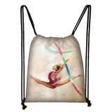 Watercolor Gymnastics Drawstring Bag Women Backpack Girls Ballet Daypack