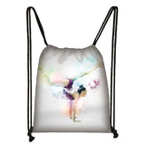 Watercolor Gymnastics Drawstring Bag Women Backpack Girls Ballet Daypack