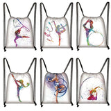 Watercolor Gymnastics Drawstring Bag Women Backpack Girls Ballet Daypack