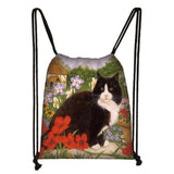 Shorthair Cat Drawstring Bag for Women - Portable Storage and Shopping Bag