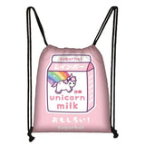Strawberry Milk Backpack Drawstring Bag Women Lolita Girls Harajuku Kawaii