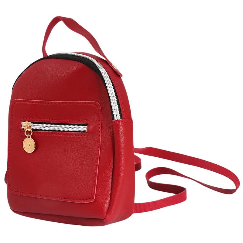 Women Mini Backpack PU Leather Shoulder Bag Teenage Girls Small Bagpack