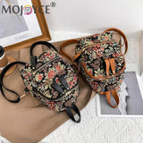 Flower Printing Canvas Rucksack Preppy Style Casual Students Mini Zipper