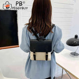 Colorful Straw Backpack for Women PU Leather Splicing