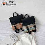 Colorful Straw Backpack for Women PU Leather Splicing