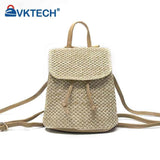 Straw Beach Shoulder Backpack Summer Woven Leather Purse