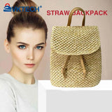 Straw Beach Shoulder Backpack Summer Woven Leather Purse