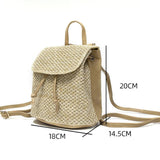 Straw Beach Shoulder Backpack Summer Woven Leather Purse