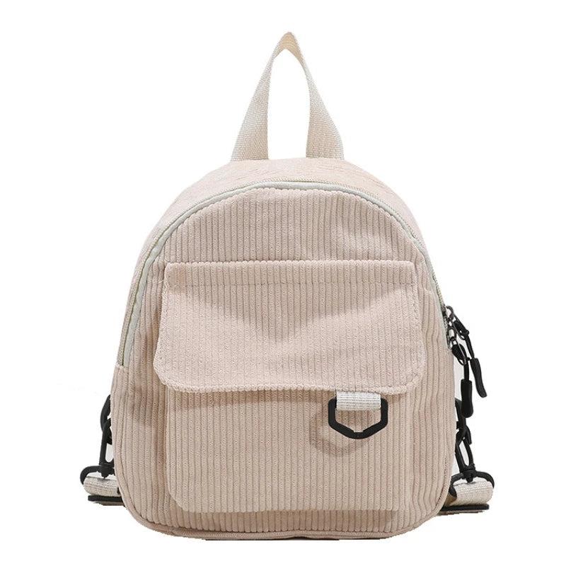 Corduroy Mini Women Backpack Solid Schoolbag Travel Bag
