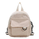 Corduroy Mini Women Backpack Solid Schoolbag Travel Bag