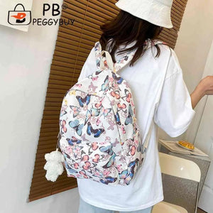 Butterfly Print Laptop Rucksack Student Shoulder Bag for Travel