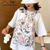 Butterfly Print Laptop Rucksack Student Shoulder Bag for Travel