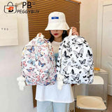 Butterfly Print Laptop Rucksack Student Shoulder Bag for Travel