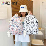 Butterfly Print School Bags Laptop Rucksack Student Shoulder Bag for Travel