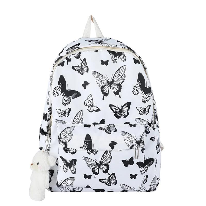Butterfly Print School Bags Laptop Rucksack Student Shoulder Bag for Travel