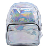Silver Pink Laser Backpack Women Girls Bag Holographic School Bags