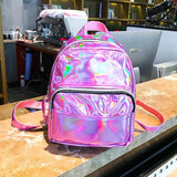 Silver Pink Laser Backpack Women Girls Bag Holographic School Bags