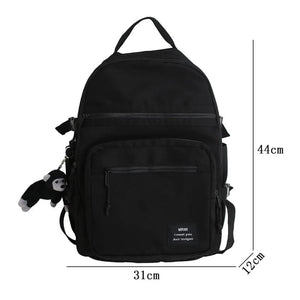 Black Big Capacity Women Backpack Student School Bag Rucksack Mochila