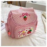 Japanese JK Soft Sister Strawberry Embroidery Backpack